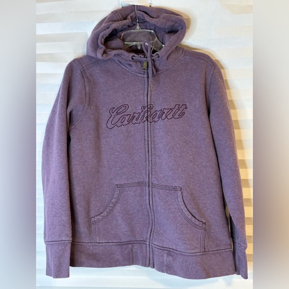 Carhartt Hoodie Women's Purple Full Zip Hooded Sweatshirt Embroidered xl